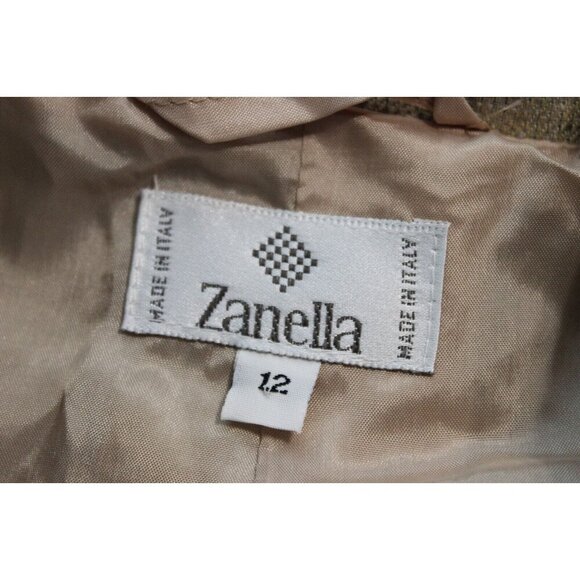 Zanella Blazer Size 12 Beige Linen Silk Wool Minimalist Career Business Italian - Picture 9 of 10